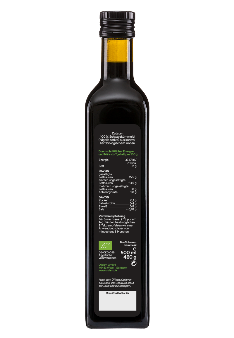 Oildem Bio-Schwarzkümmelöl 500ml (UNGEFILTERT)