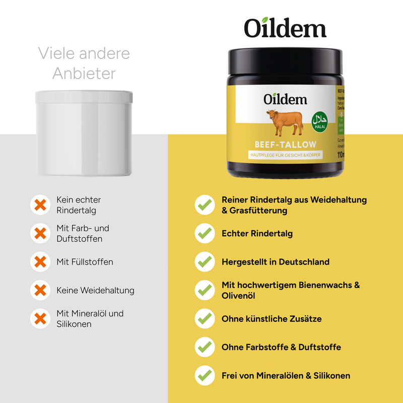 Oildem Beef Tallow Creme, Rindertalg Skincare - Halal - 110ml