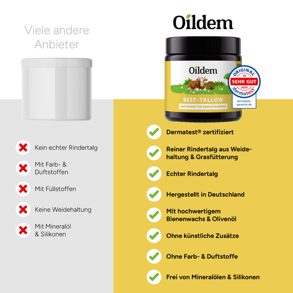 Oildem Beef Tallow Creme, Rindertalg Skincare, Halal, 110ml