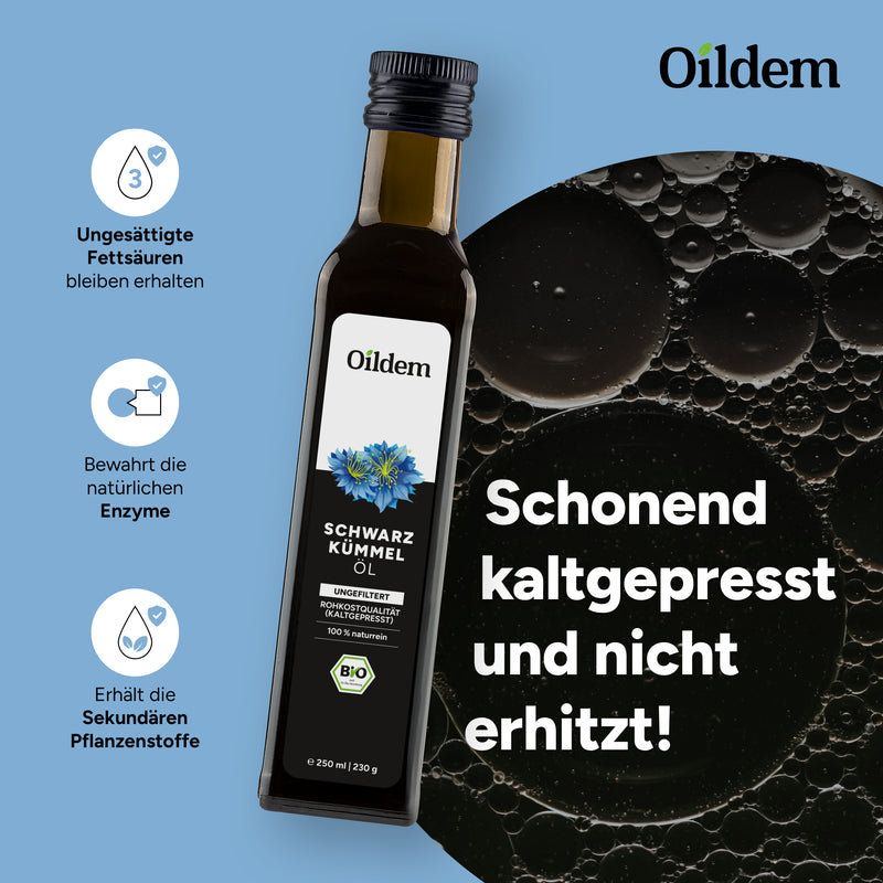 Oildem Bio-Schwarzkümmelöl 250ml (UNGEFILTERT)