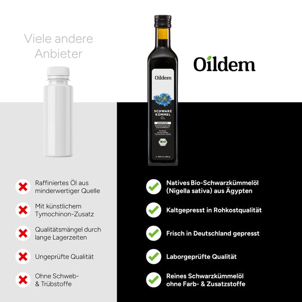 Oildem Bio-Schwarzkümmelöl 500ml (UNGEFILTERT)