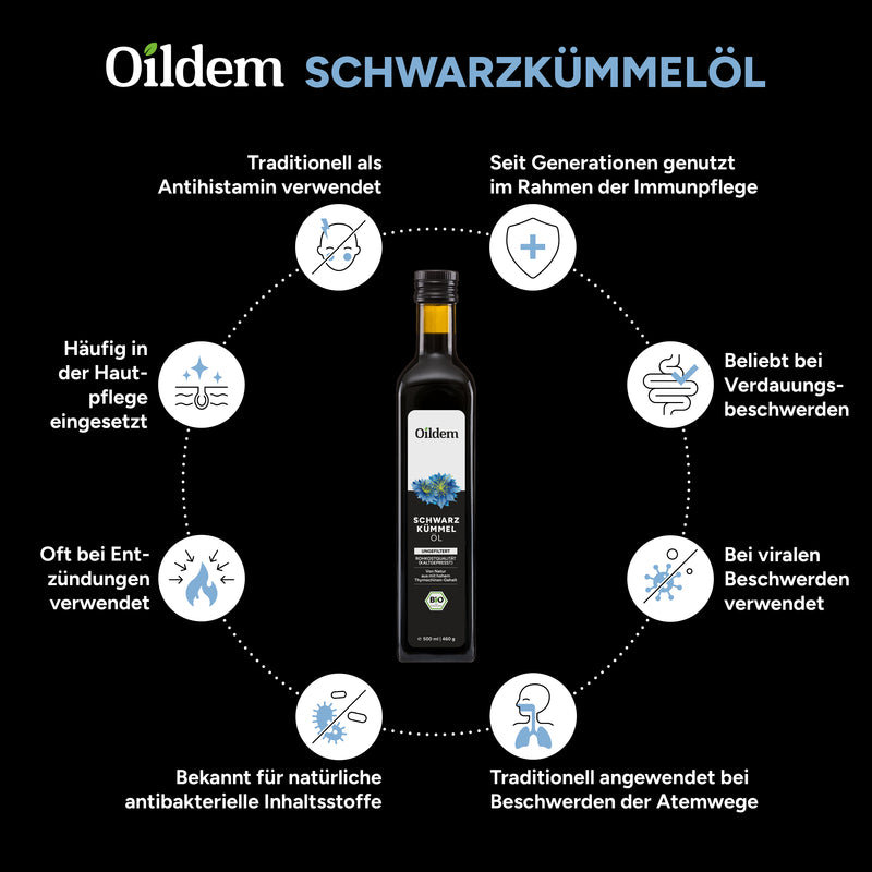 Oildem Bio-Schwarzkümmelöl 500ml (UNGEFILTERT)