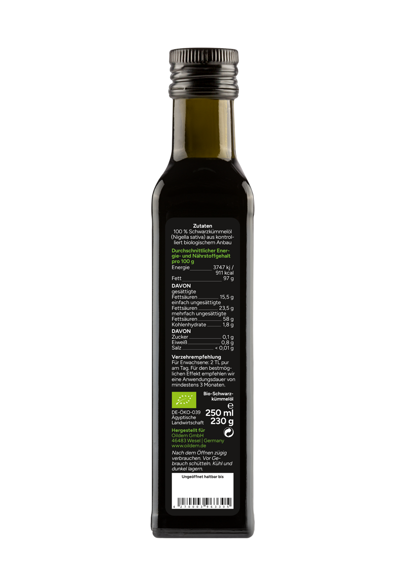 Oildem Bio-Schwarzkümmelöl 250ml (UNGEFILTERT)